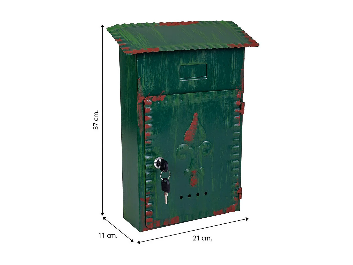 Boîte aux lettres en métal vert 27x11x37h