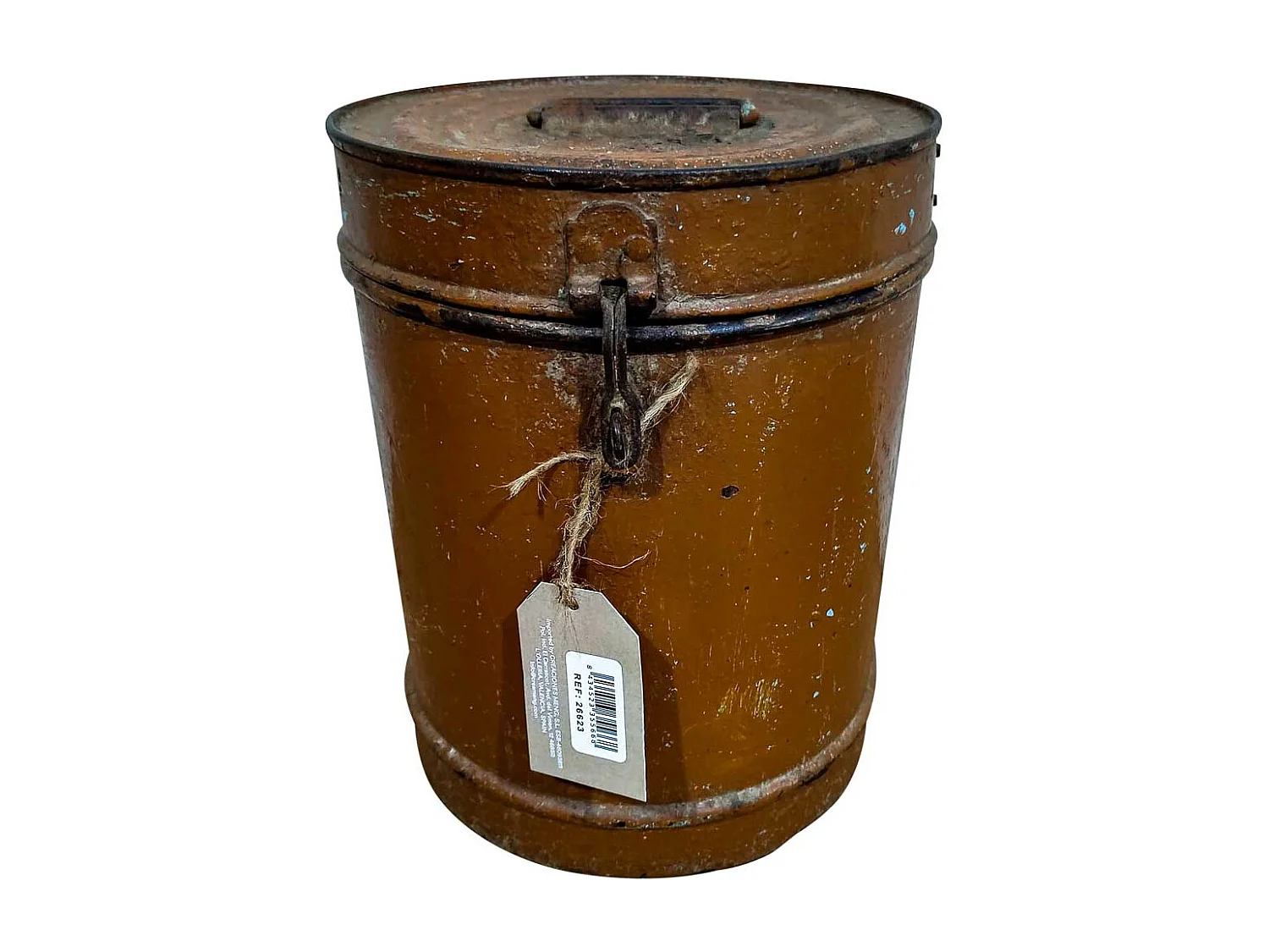 Tambor de metal marrom 23x23x29