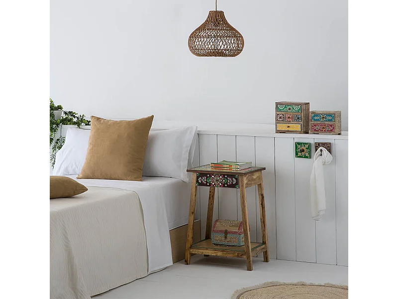 Portagioie in legno dipinto a mano marrone 20x15x15h