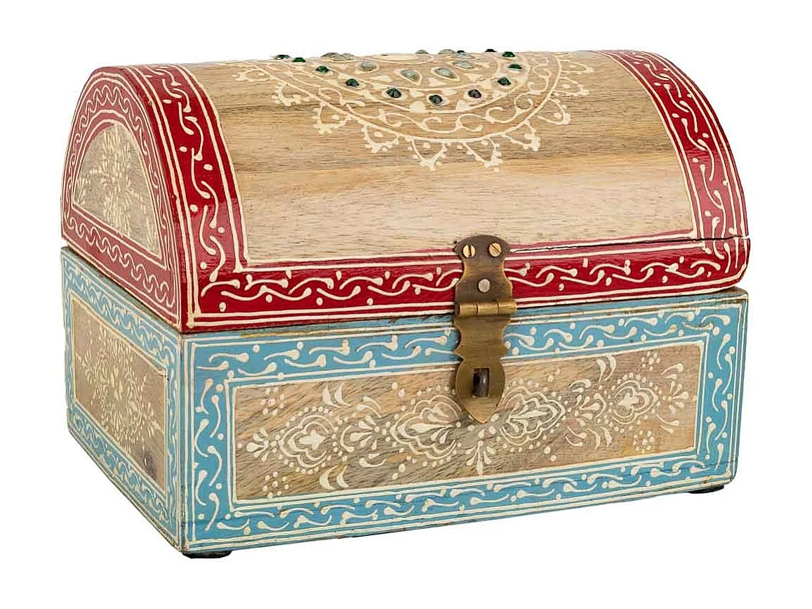 Portagioie in legno dipinto a mano marrone 20x15x15h