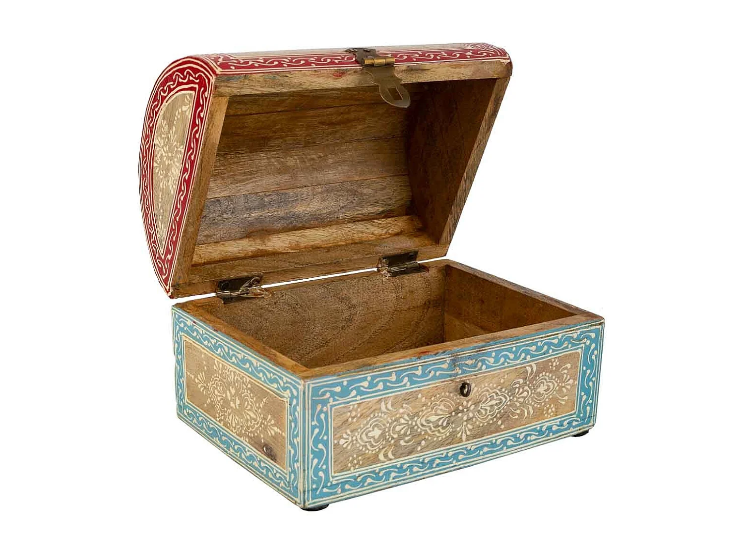 Portagioie in legno dipinto a mano marrone 20x15x15h