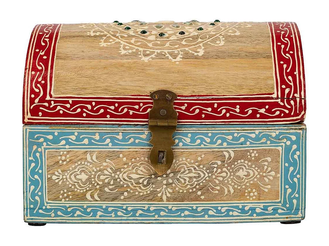 Portagioie in legno dipinto a mano marrone 20x15x15h