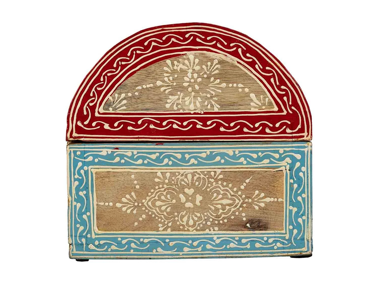 Portagioie in legno dipinto a mano marrone 20x15x15h