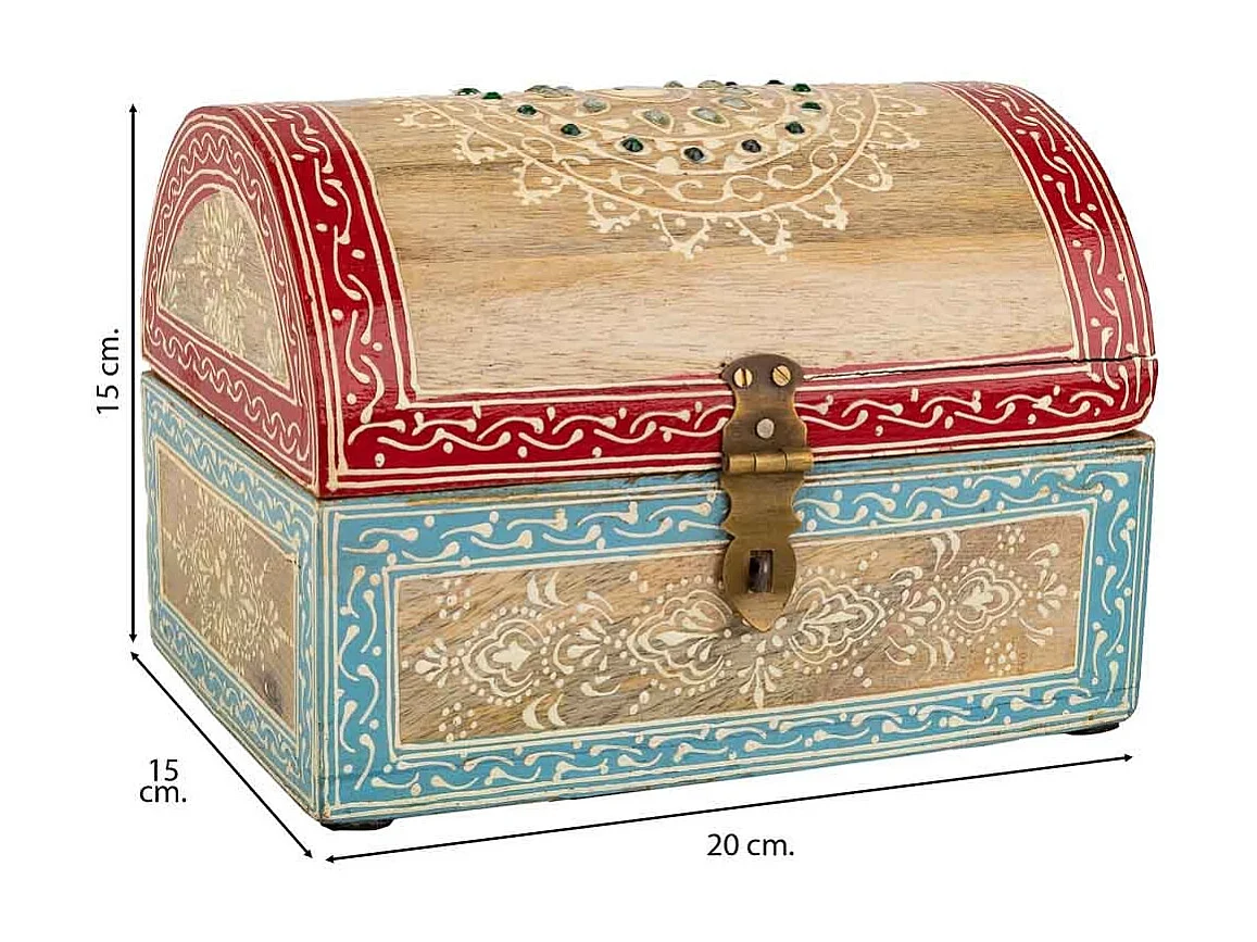 Portagioie in legno dipinto a mano marrone 20x15x15h