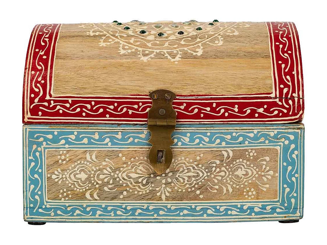 Portagioie in legno dipinto a mano marrone 20x15x15h