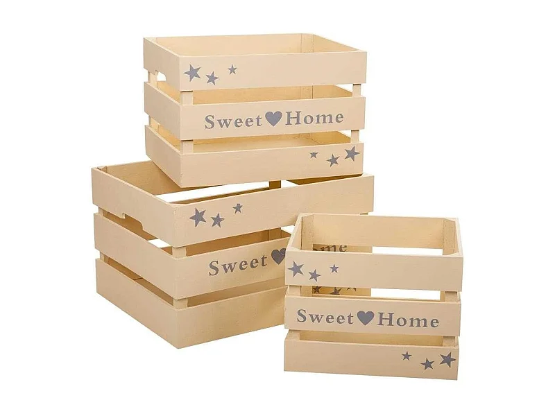 Ensemble de 3 tiroirs en bois laqué couleur beige