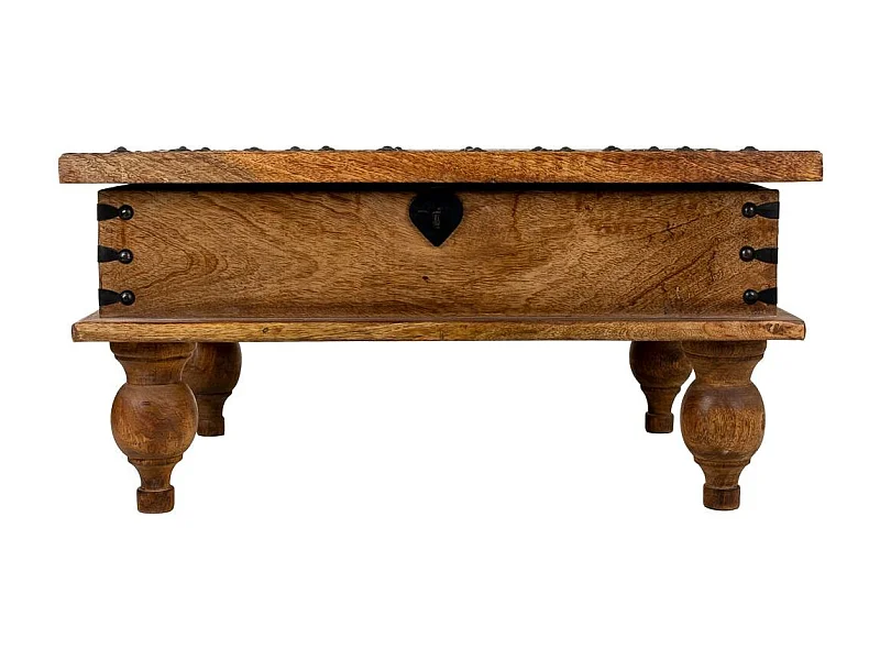 Coffre artisanal en bois marron 60x40x30h