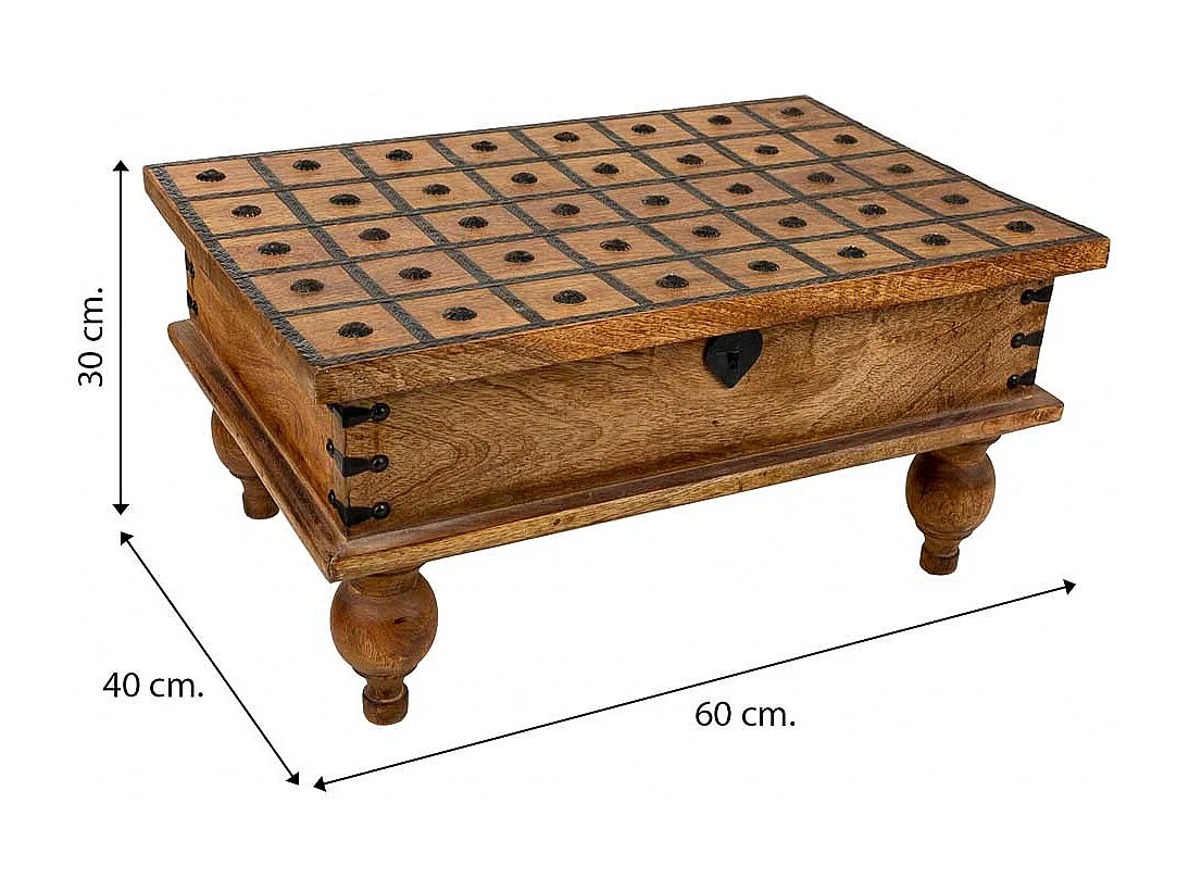 Baúl de madera artesanal marrón 60x40x30