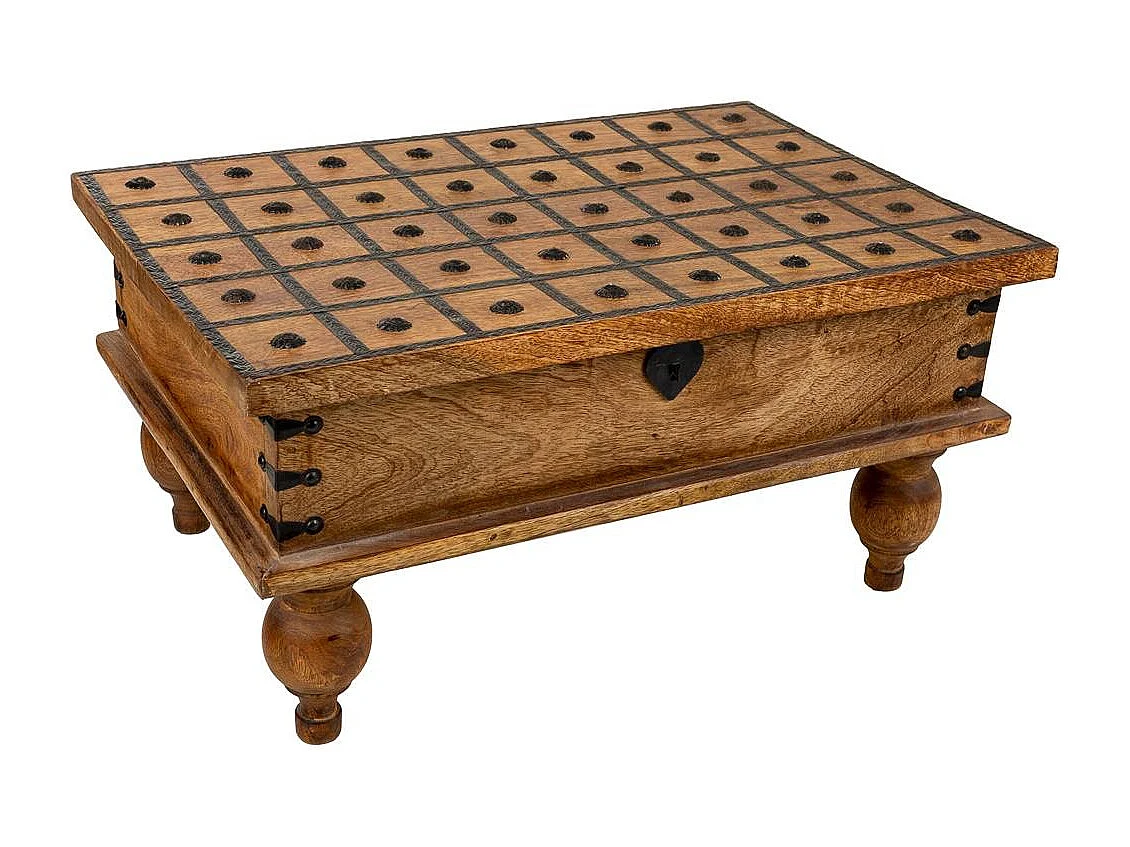 Baúl de madera artesanal marrón 60x40x30