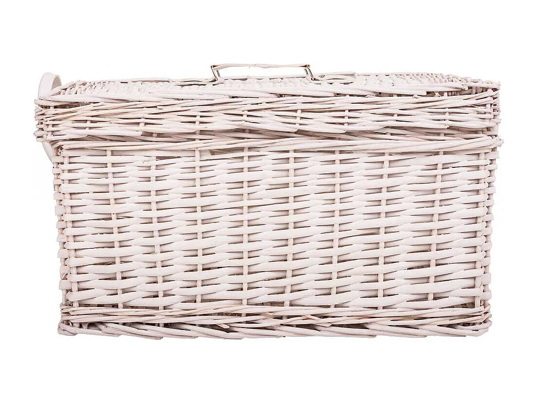 Set mit 2 weißen Weidenkisten