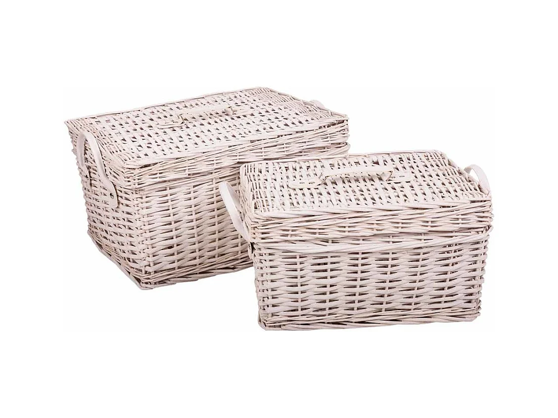 Set 2 cajas de mimbre blancas
