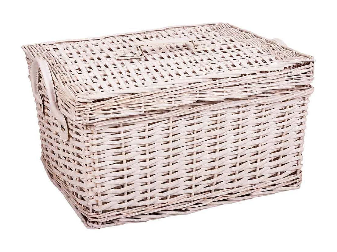 Set di 2 scatole in vimini bianche