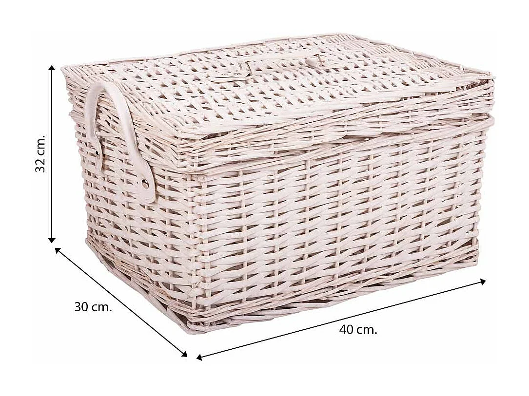 Set di 2 scatole in vimini bianche