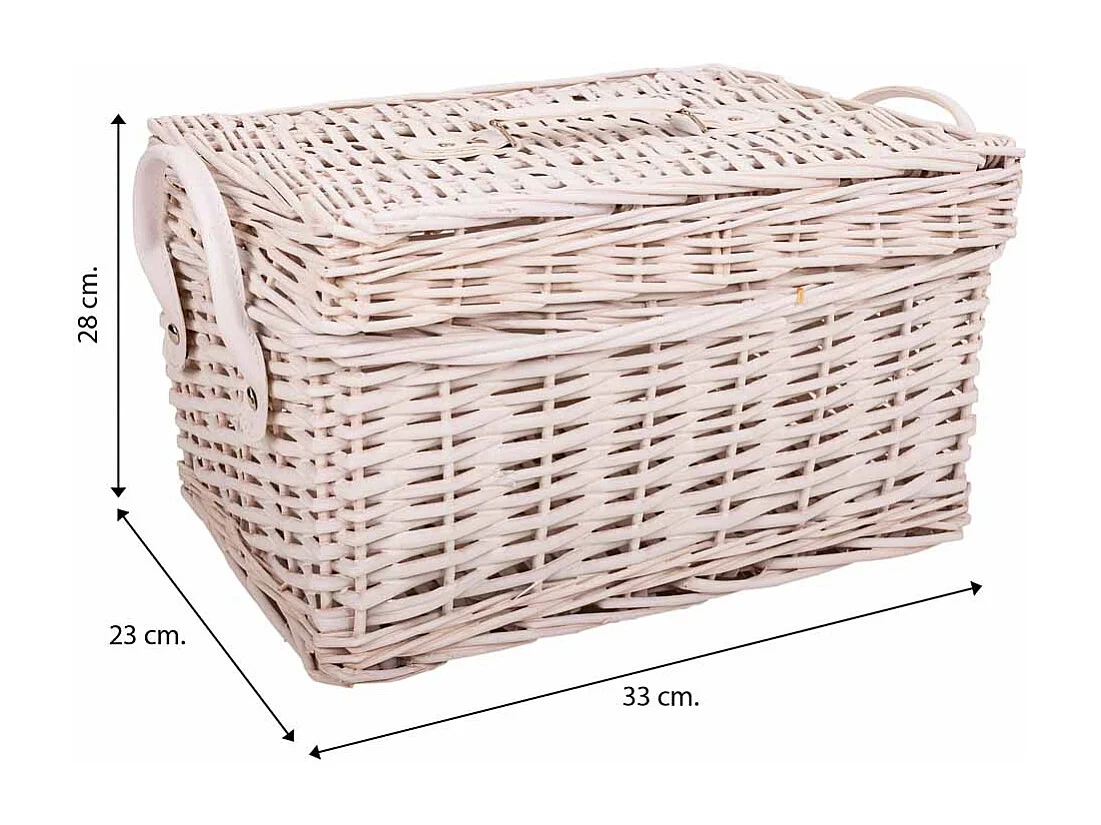 Set di 2 scatole in vimini bianche