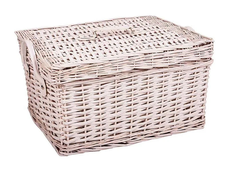 Set mit 2 weißen Weidenkisten