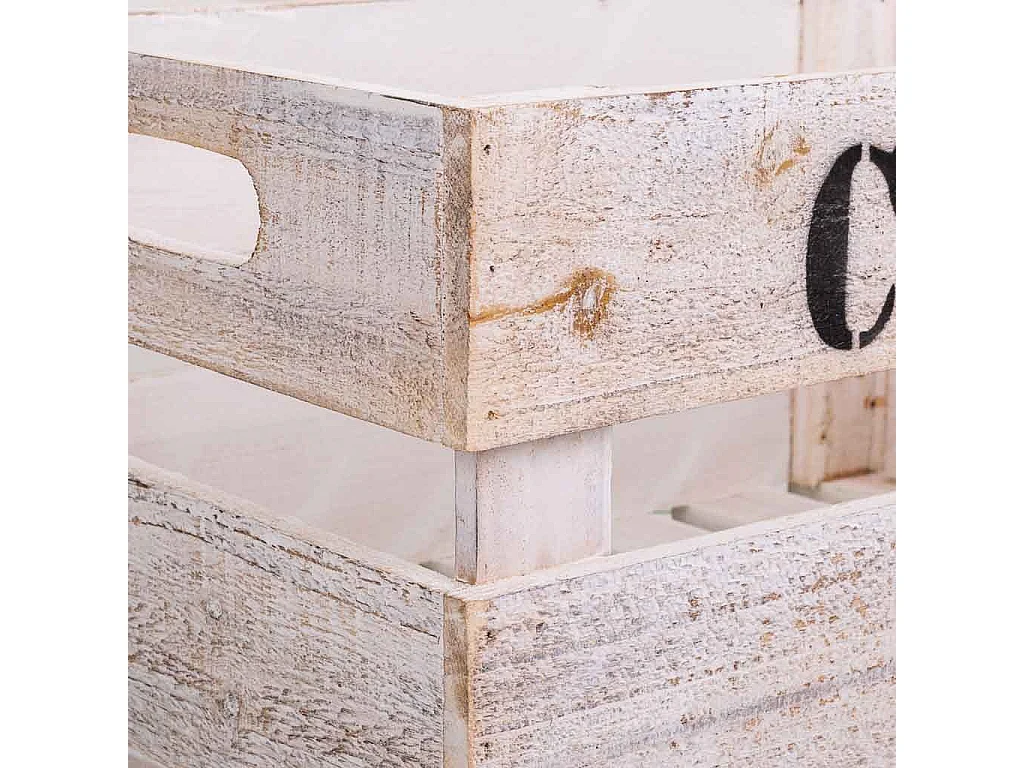 Set mit 3 weißen Holzkisten