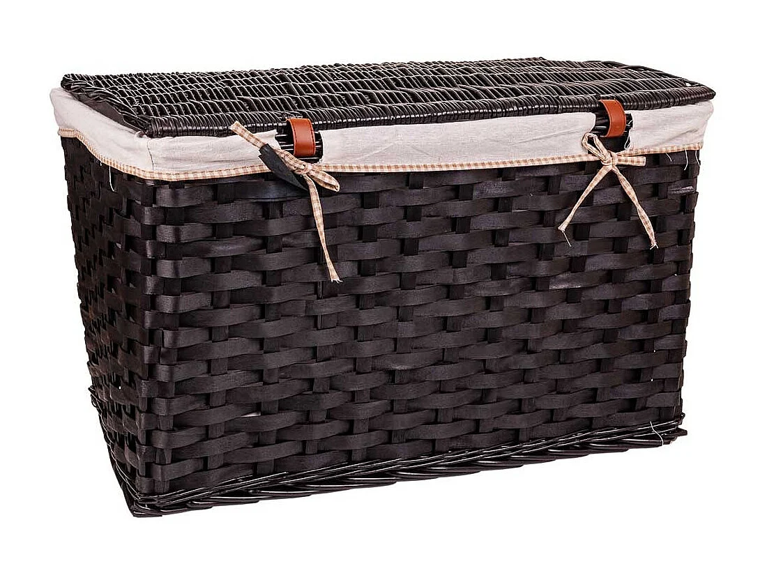 Conjunto de 2 baús de vime forrados de preto