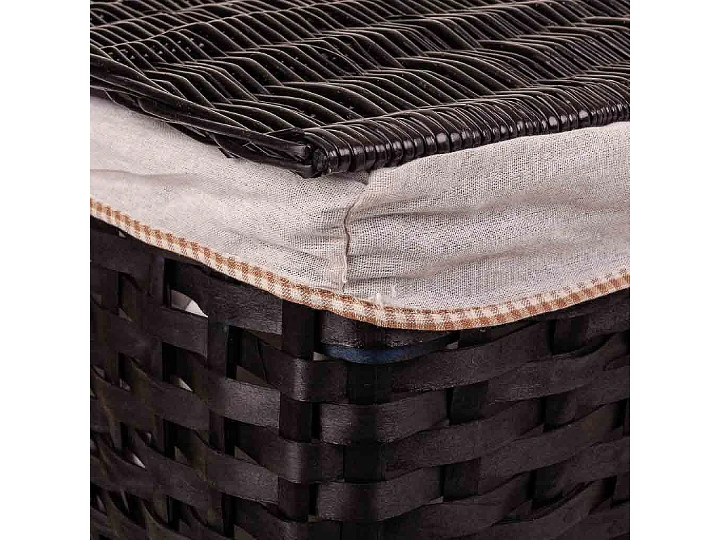 Conjunto de 2 baús de vime forrados de preto