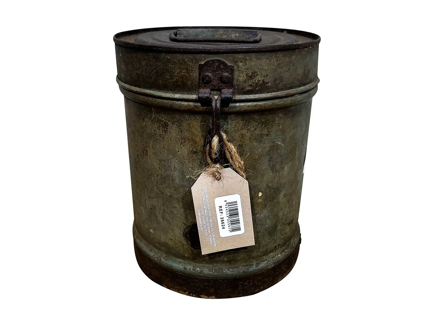 Braune Metalltrommel 19x19x24h cm