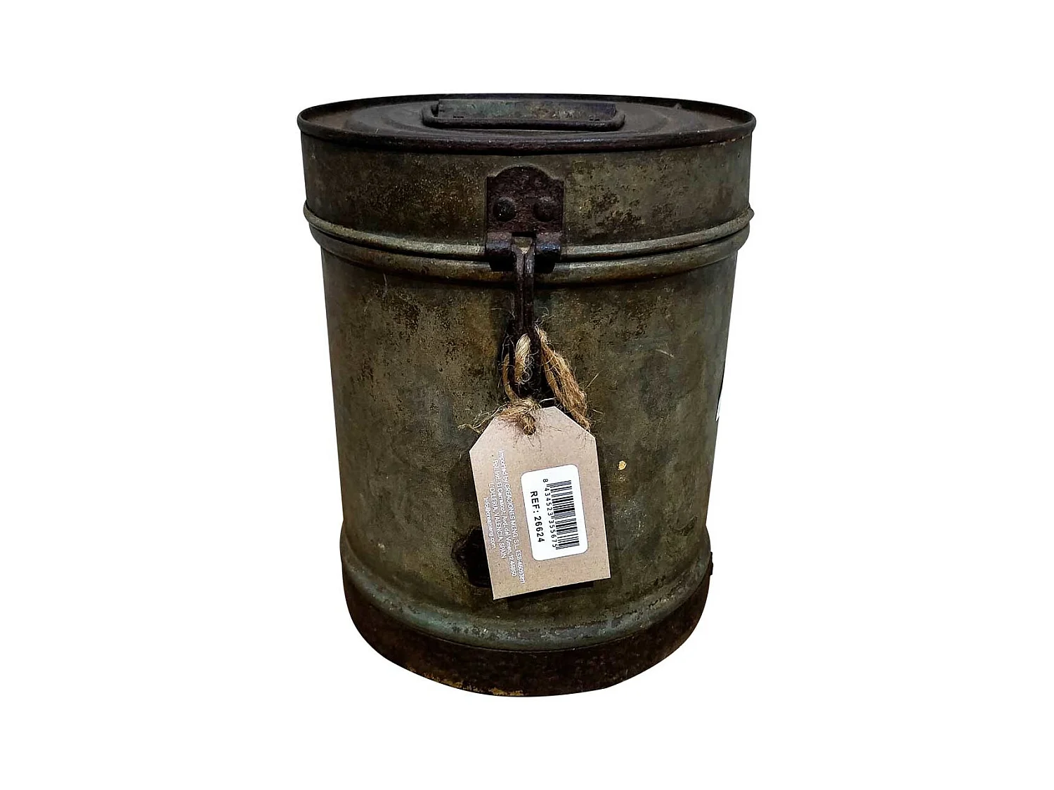 Bidon en metal marron 19x19x24h