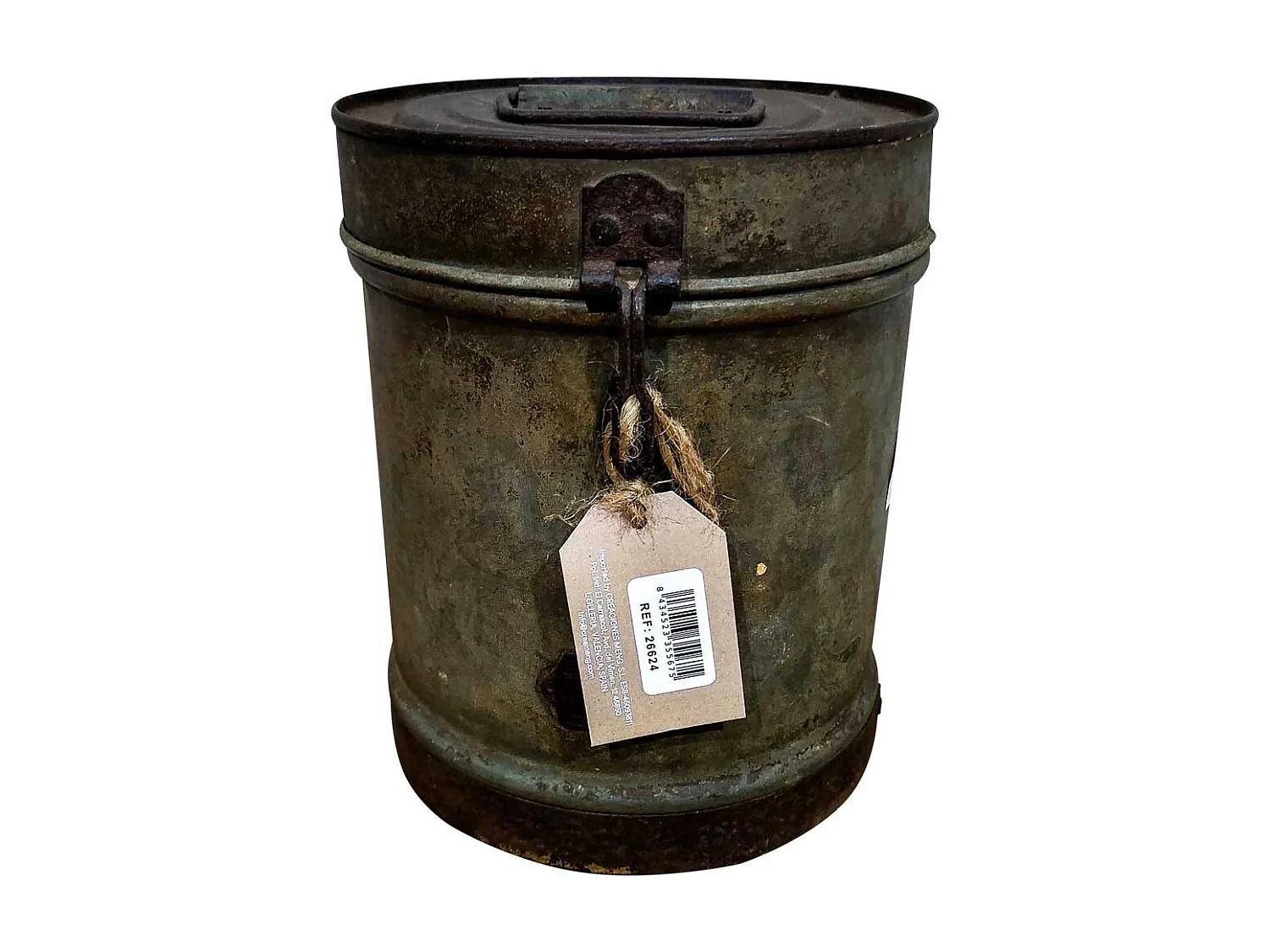 Bidón de metal marrón 19x19x24