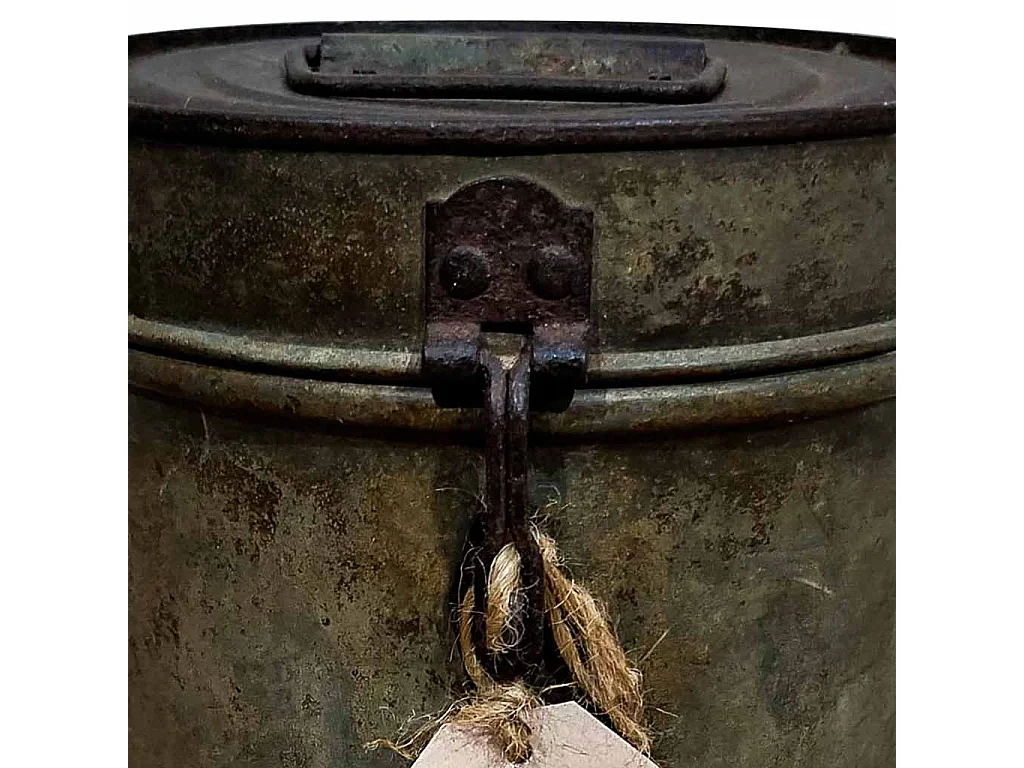 Bidón de metal marrón 19x19x24