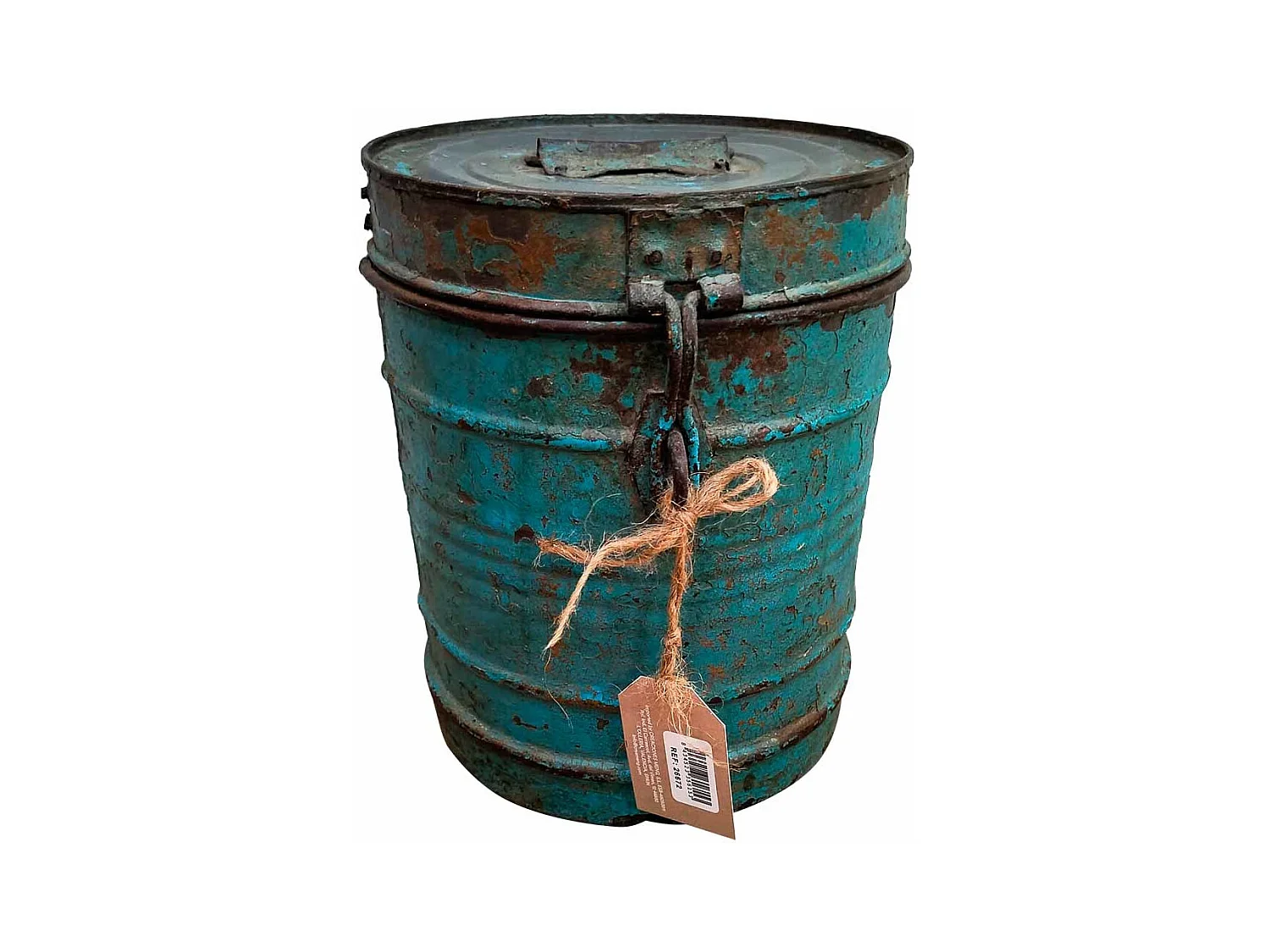 Bidon en metal bleu 23x23x28h