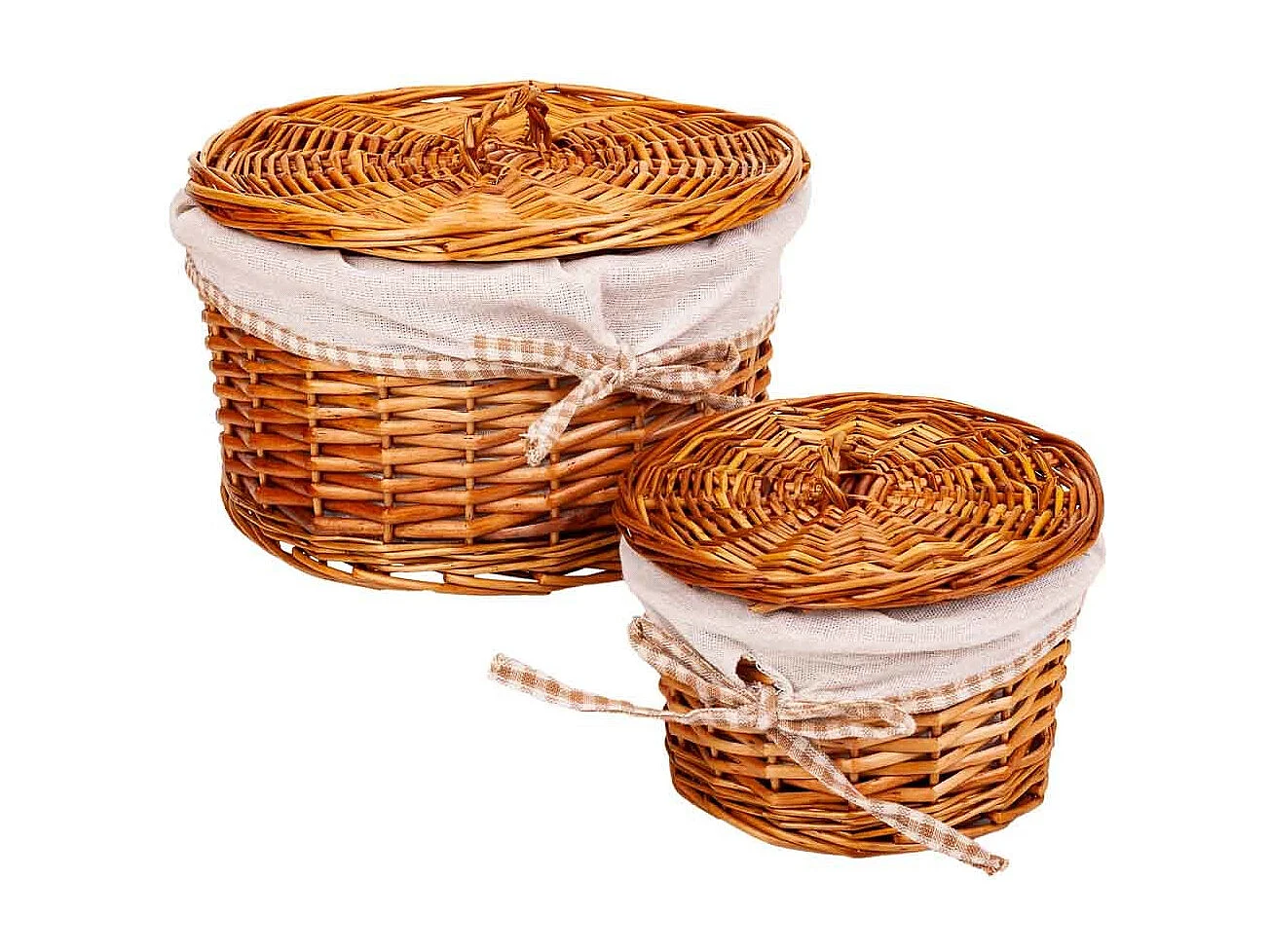 Set mit 2 braunen Weidenkisten