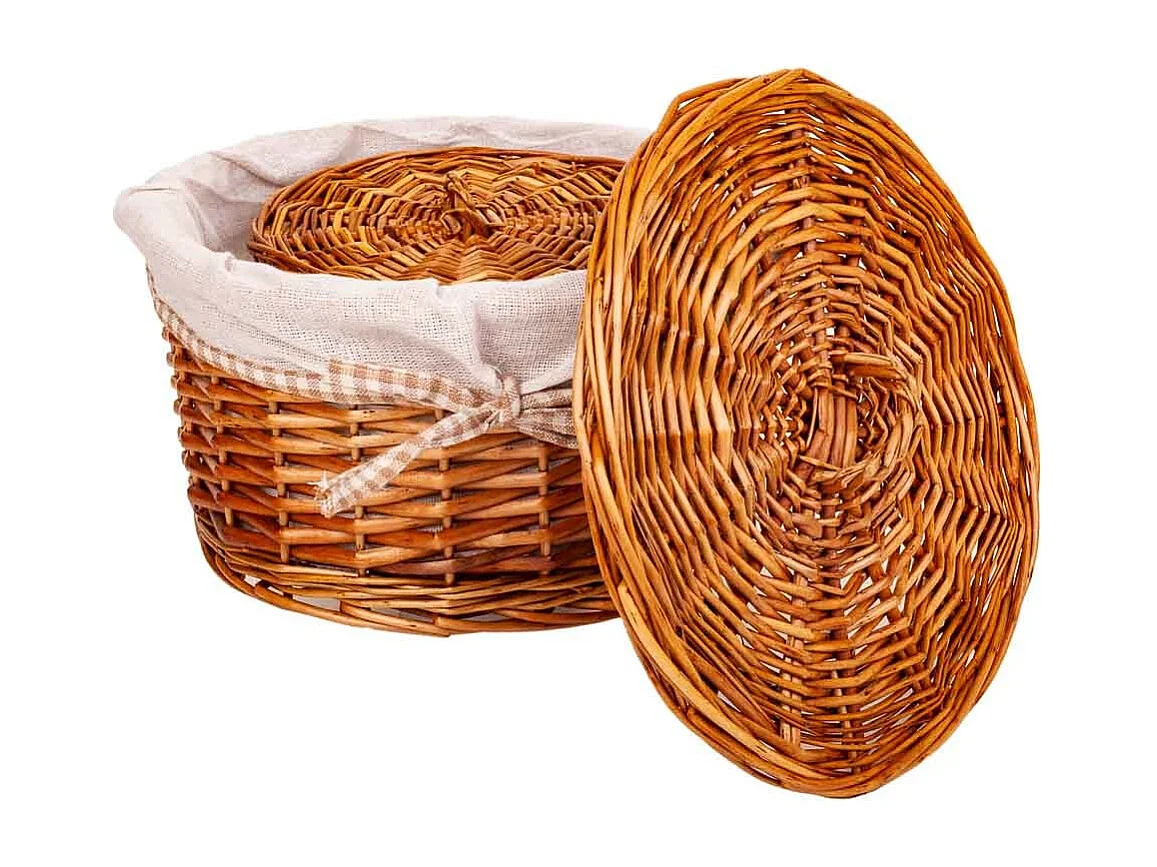 Set mit 2 braunen Weidenkisten