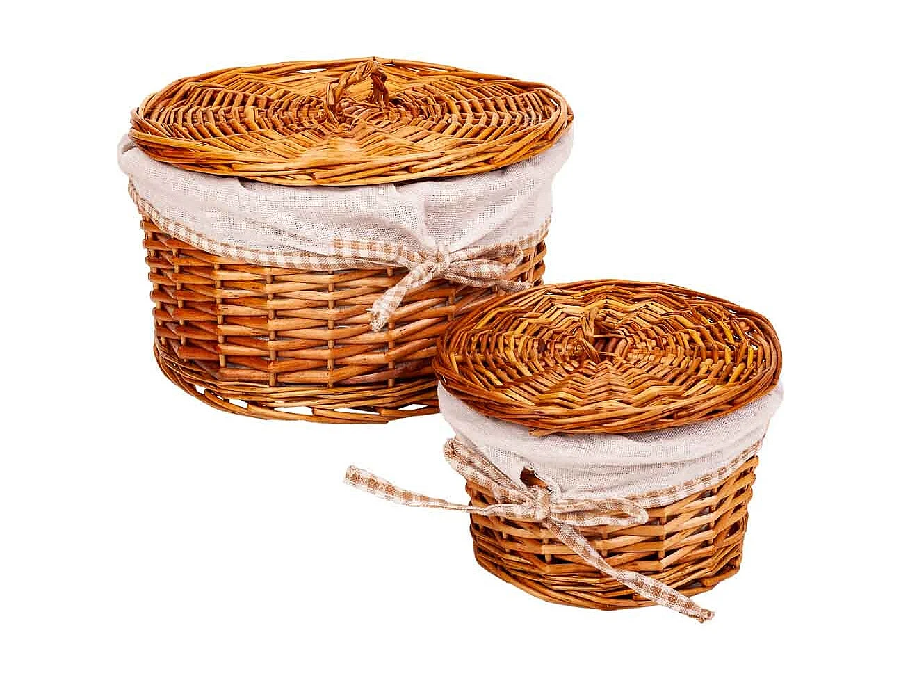 Set di 2 scatole in vimini marrone