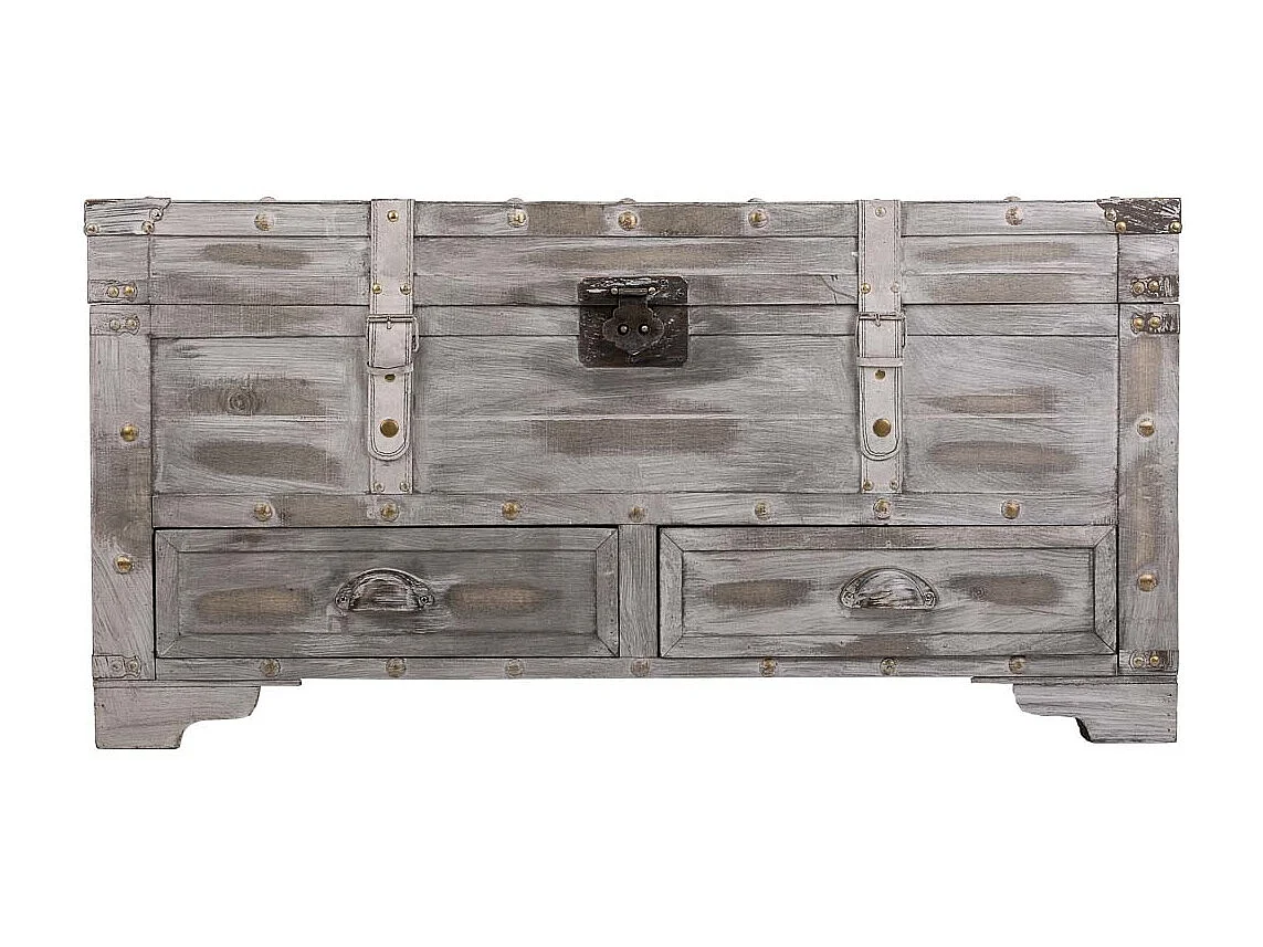 Baú de madeira branco 90x45x45,5