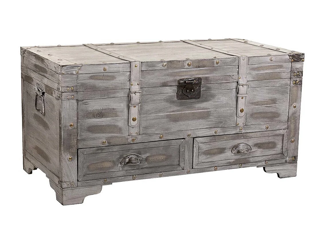 Baú de madeira branco 90x45x45,5