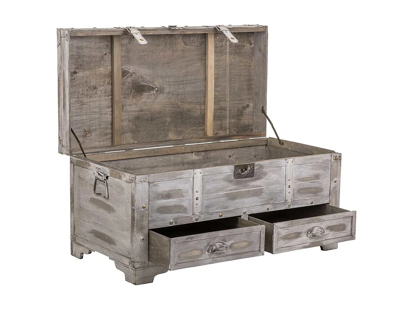 Baú de madeira branco 90x45x45,5