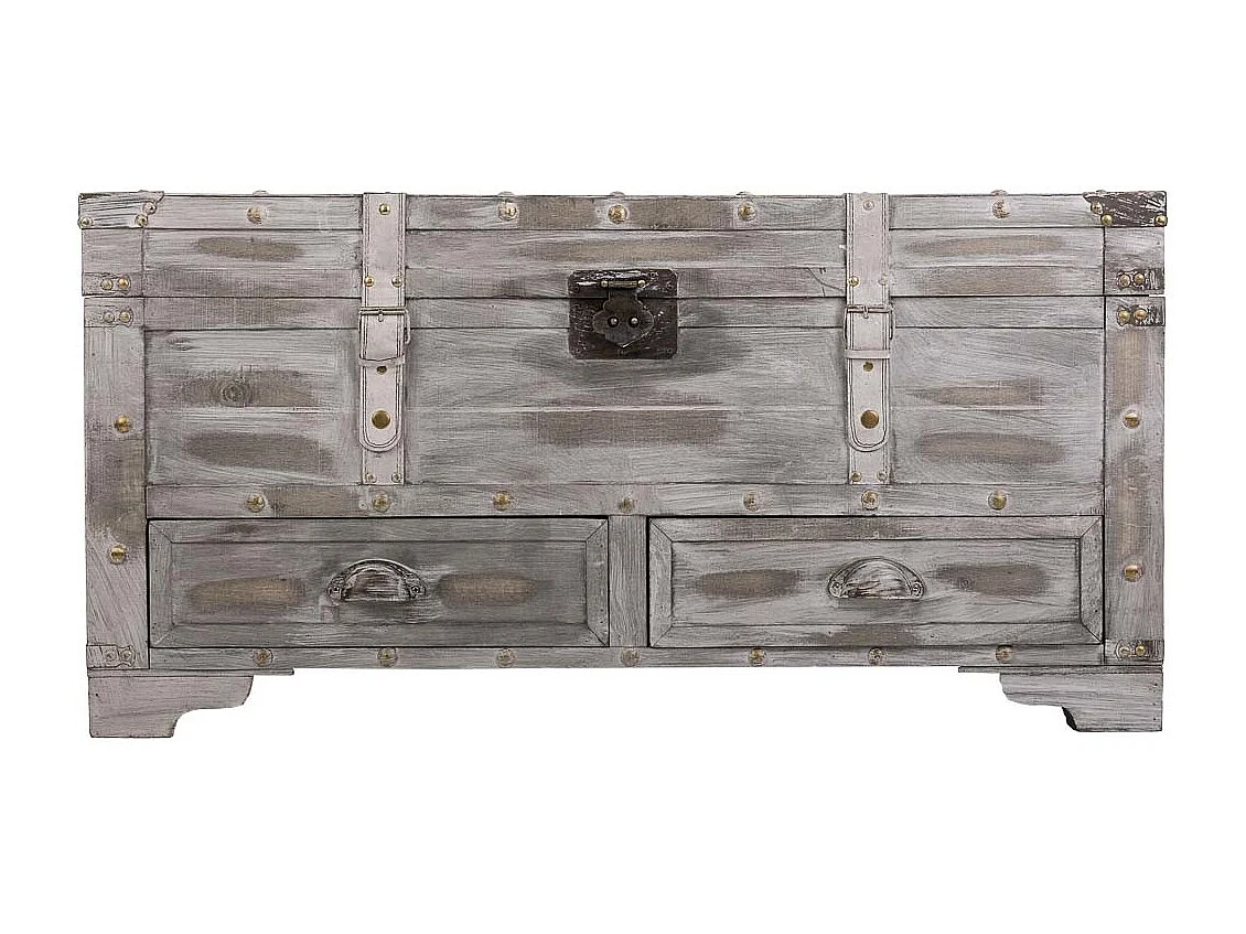 Baú de madeira branco 90x45x45,5