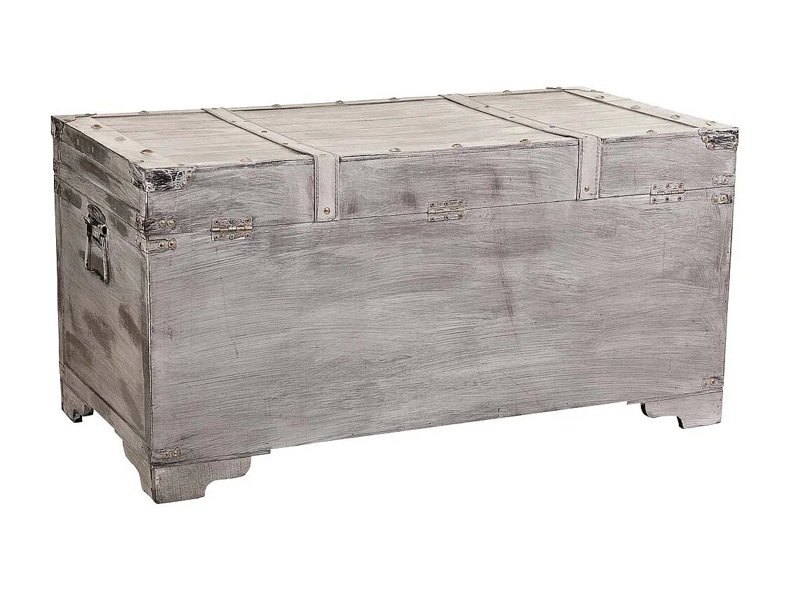 Baú de madeira branco 90x45x45,5