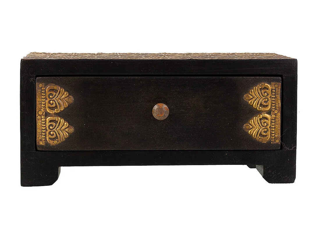 Baúl Joyero de madera y metal marrón 20x8x8,5