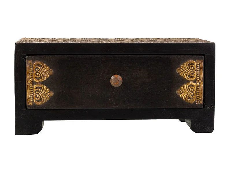 Braune Schmuckschatulle aus Holz und Metall, 20x8x8,5h cm