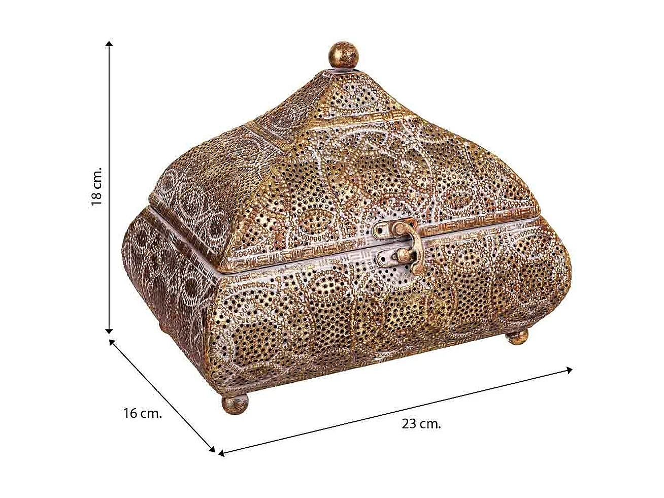 Portagioie in metallo dorato 23x16x18h