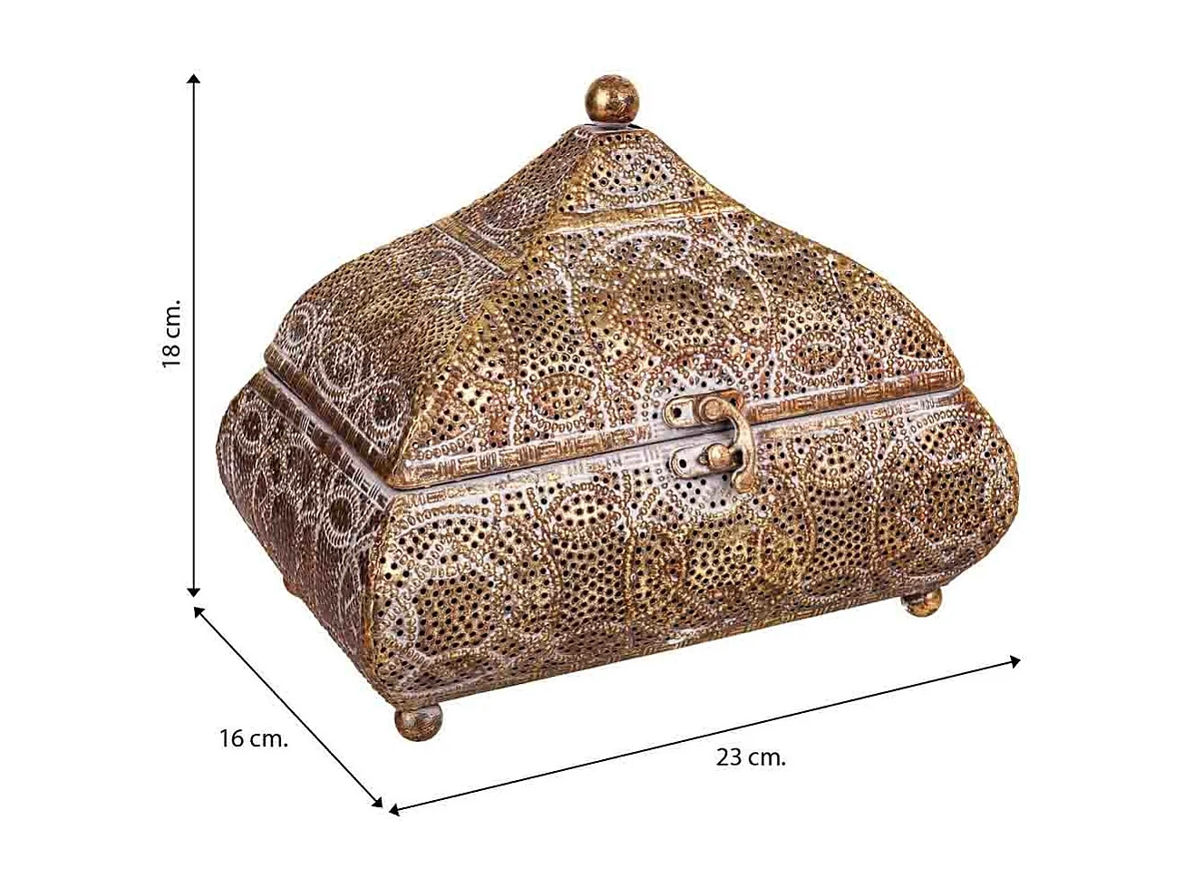Portagioie in metallo dorato 23x16x18h