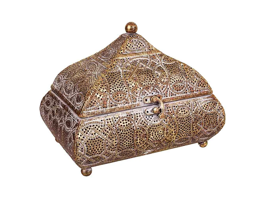 Portagioie in metallo dorato 23x16x18h