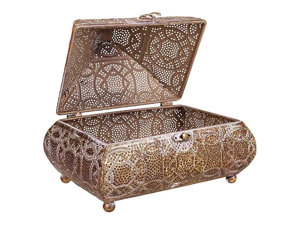 Portagioie in metallo dorato 23x16x18h