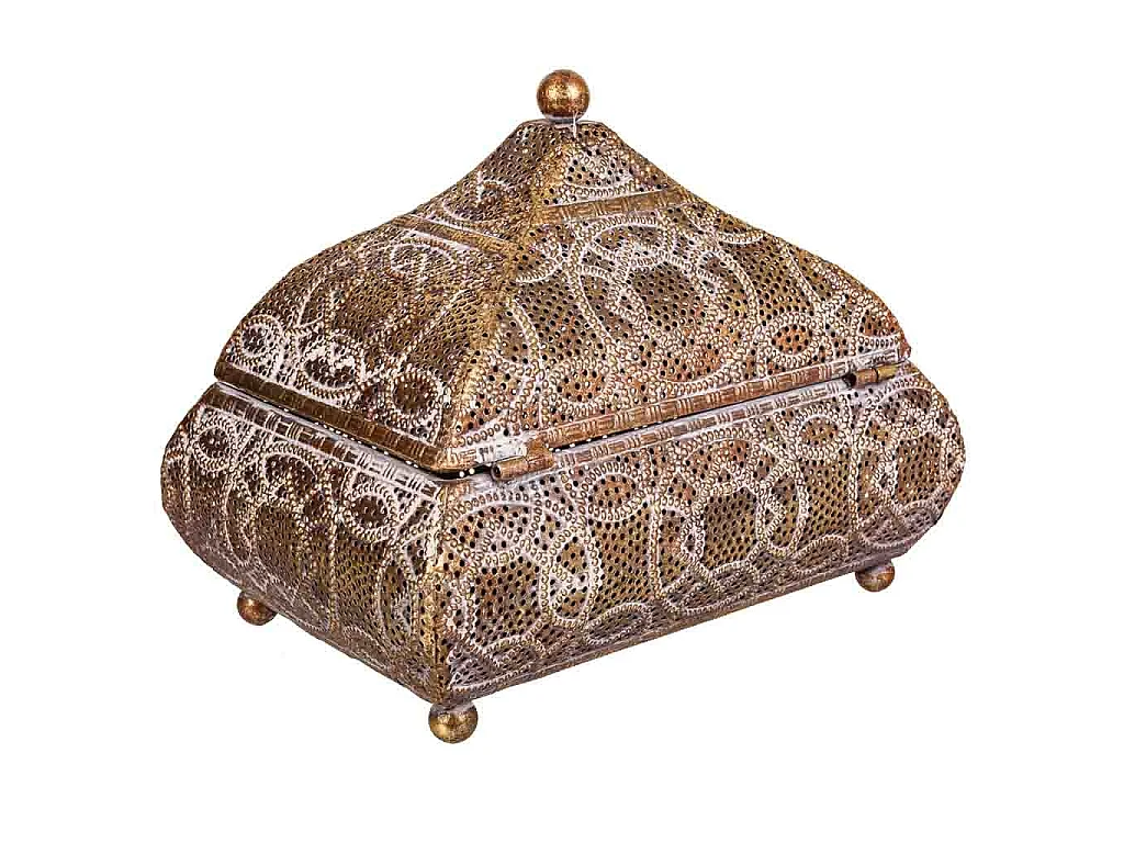 Portagioie in metallo dorato 23x16x18h