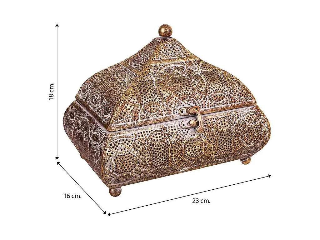 Portagioie in metallo dorato 23x16x18h