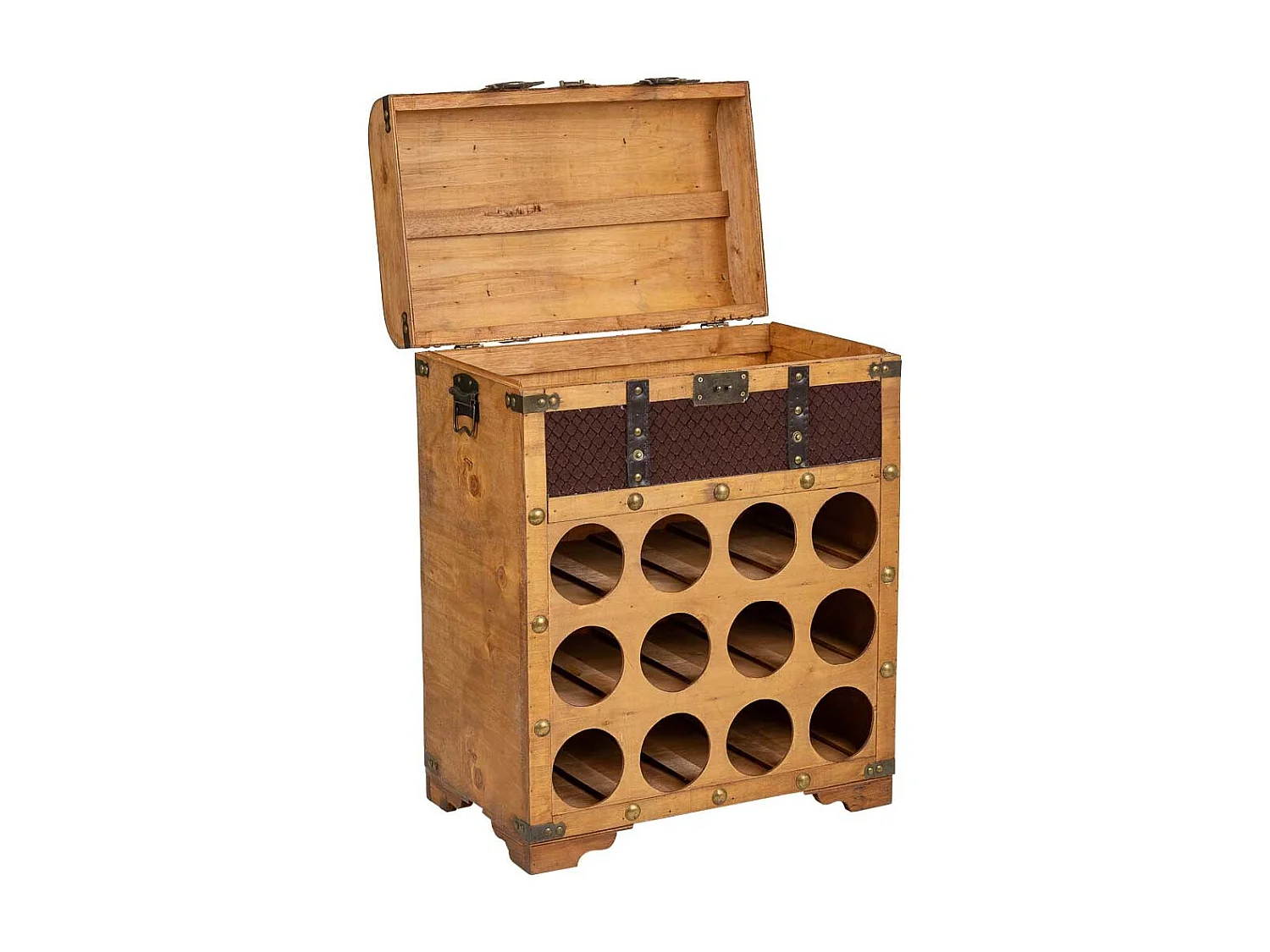 Brauner Flaschenkoffer aus Holz, 45x28x59h cm