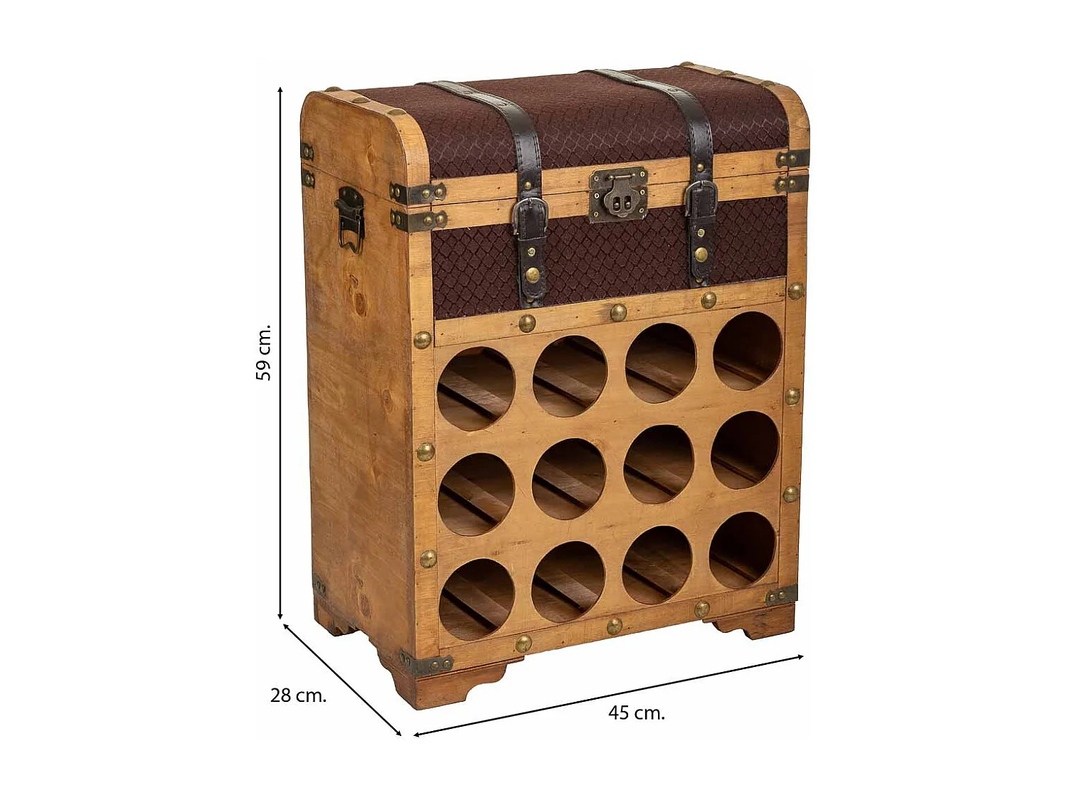 Brauner Flaschenkoffer aus Holz, 45x28x59h cm