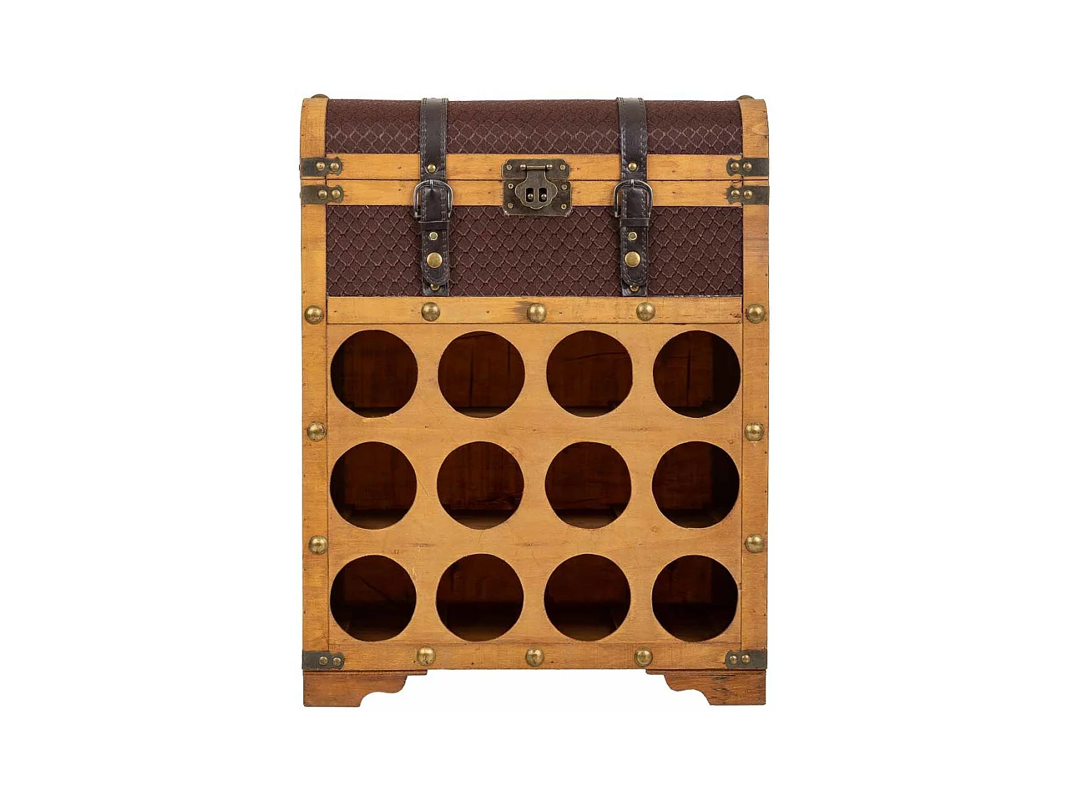 Coffre à bouteilles en bois marron 45x28x59h