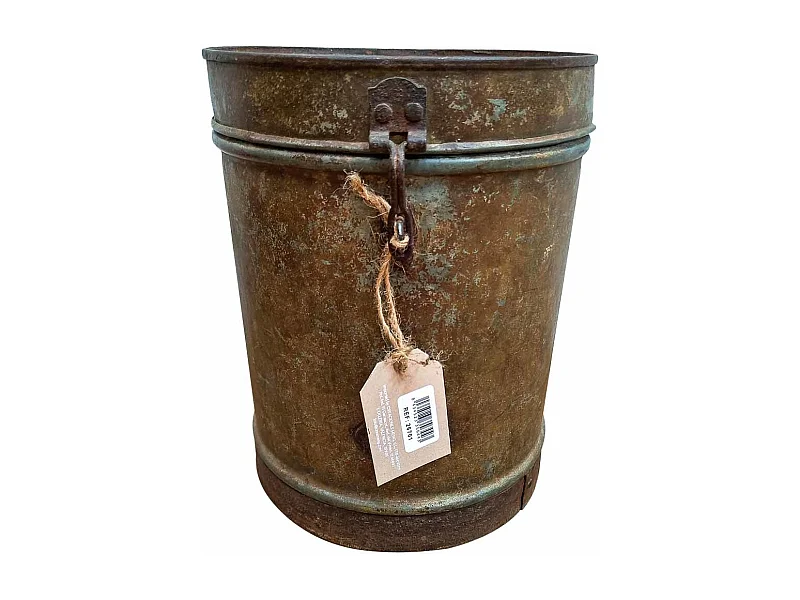 Braune Metalltrommel 23x23x20h cm