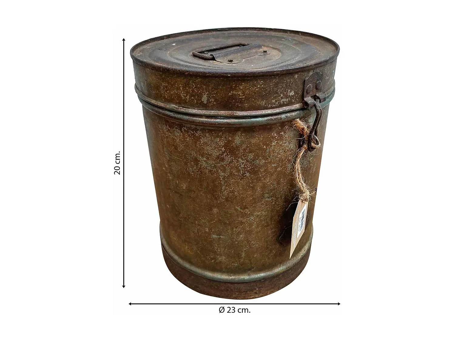 Braune Metalltrommel 23x23x20h cm