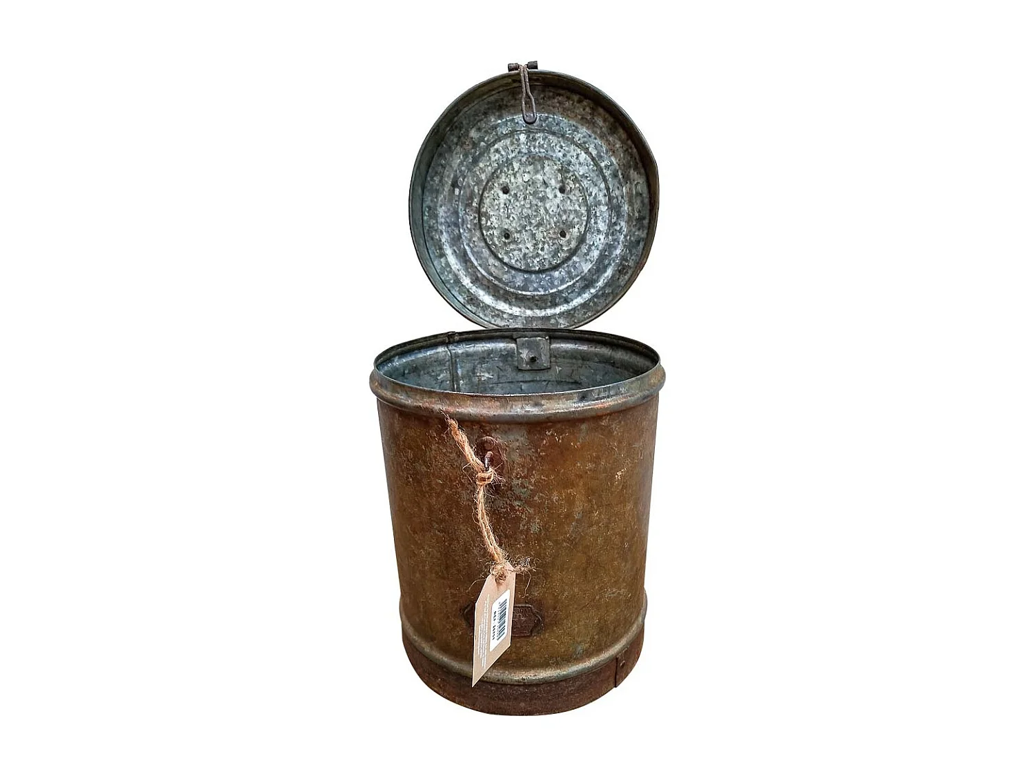 Braune Metalltrommel 23x23x20h cm