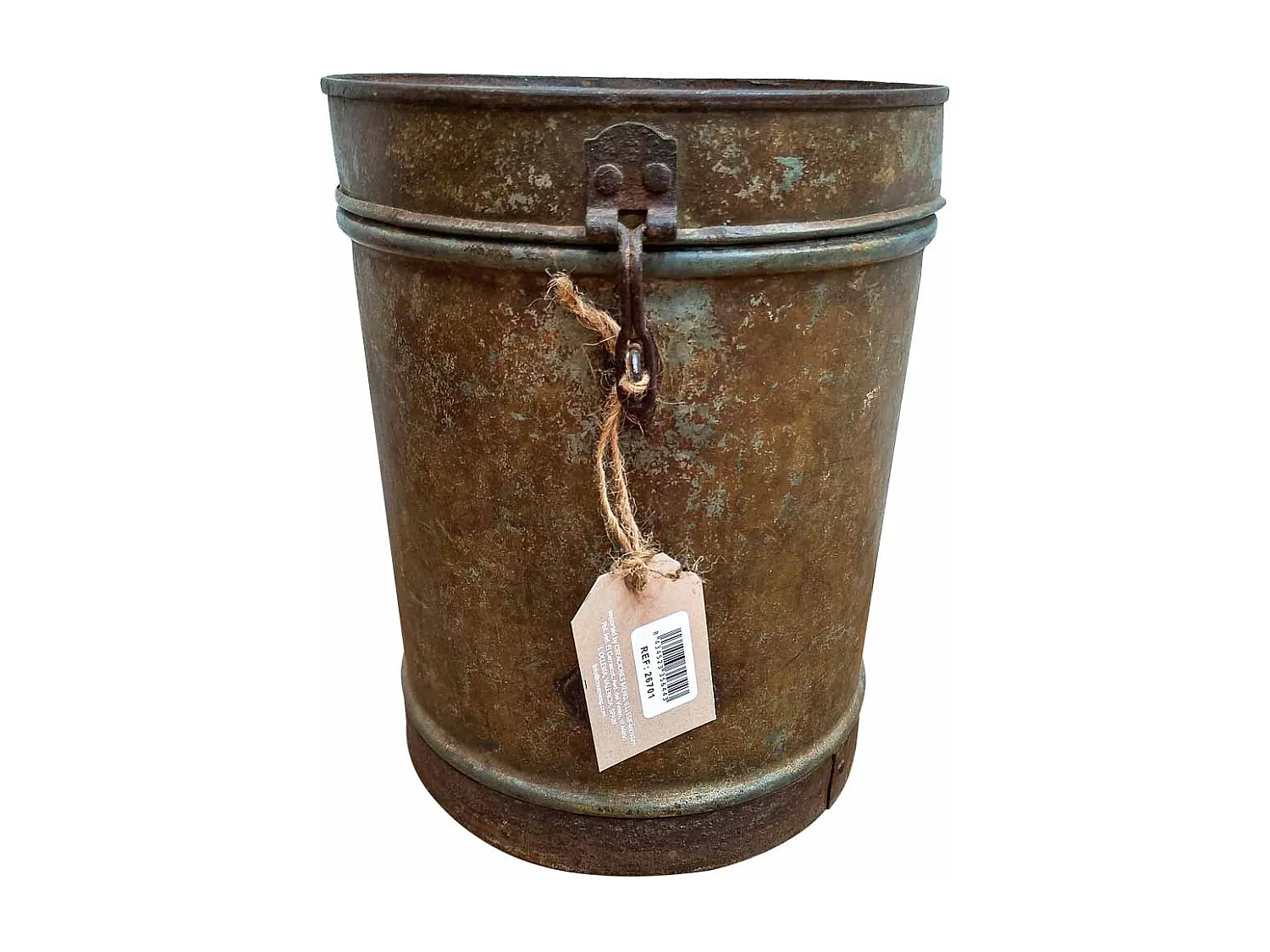 Braune Metalltrommel 23x23x20h cm